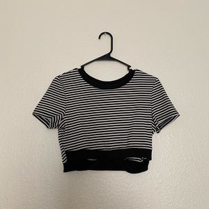 Cute White and Black Striped Crop Top